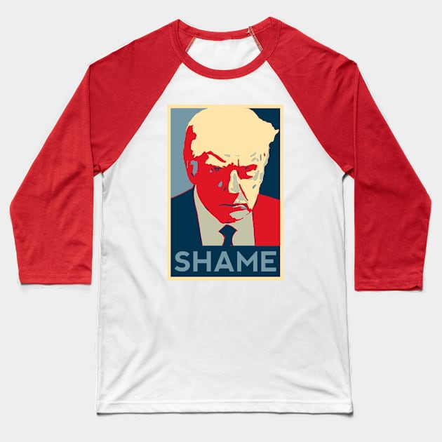 Trump mug shot Shame Obama HOPE poster style Baseball T-Shirt by MononcGeek